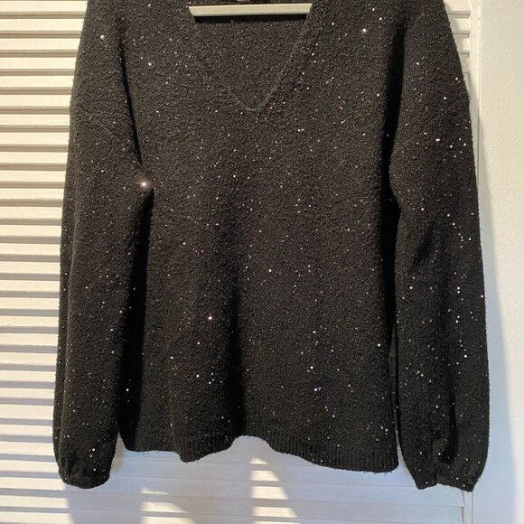 LOFT Black Sweater and Black Sequin Double V-Neck Sweater - Picture 3 of 8